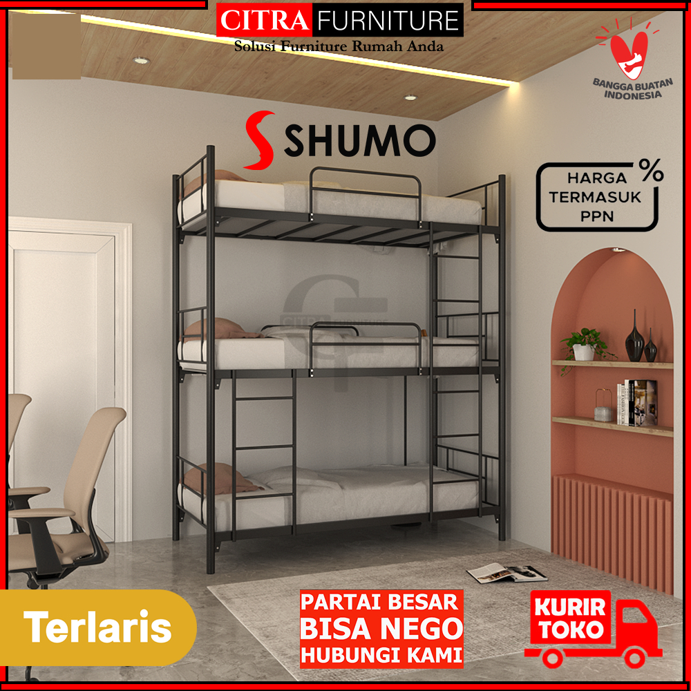 Jual Shumo Ranjang Tingkat Besi Susun Bunk Bed Asrama Minimalis