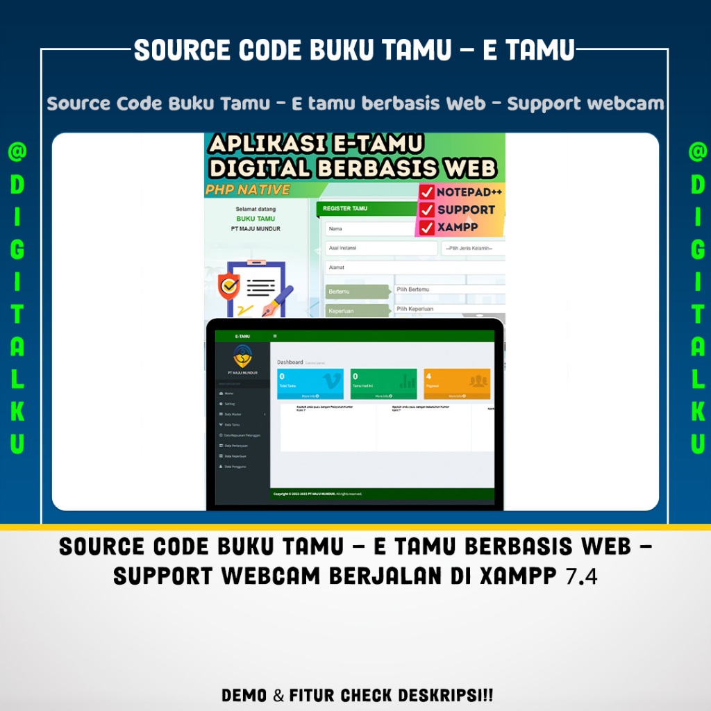 Jual Source Code Buku Tamu E Tamu Berbasis Web Support Webcam