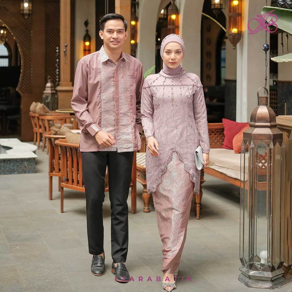 Jual Kebaya Cynthia Mauve Setelan Baju Kebaya Batik Modern Couple