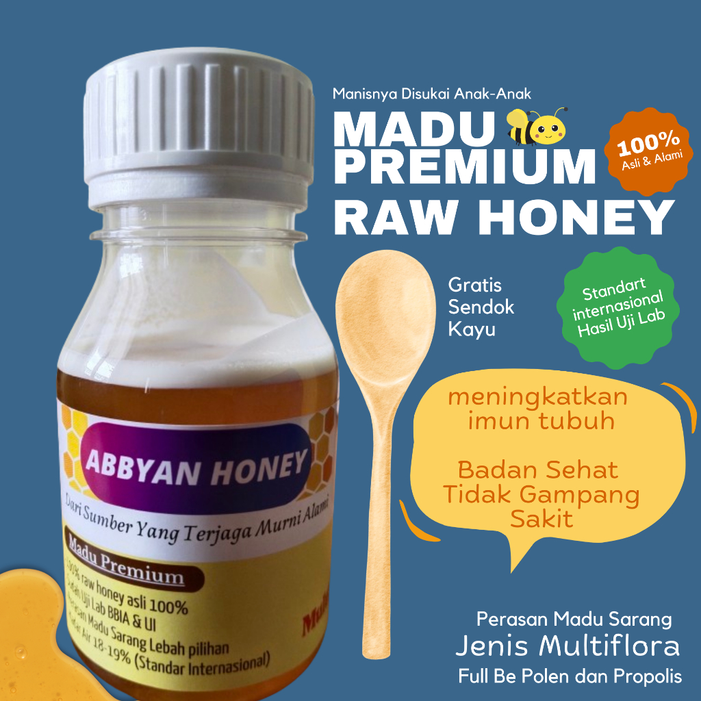 Jual Madu Asli Multiflora Raw Honey Propolis Bee Pollen Murni Alami