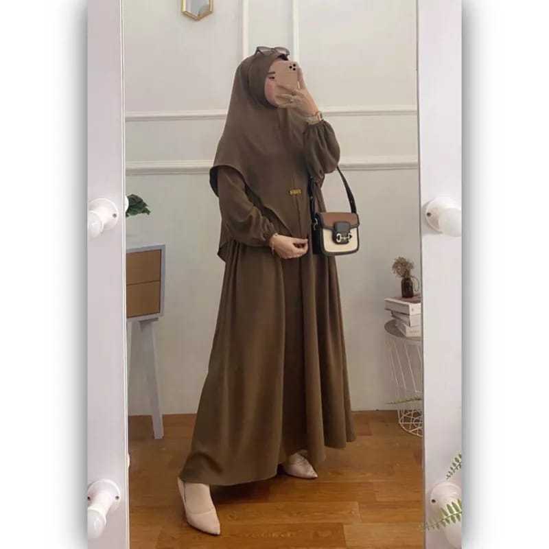 Jual Gamis Syari Jumbo L Xl Xxl Crinkel Airflow Busui Resleting Depan