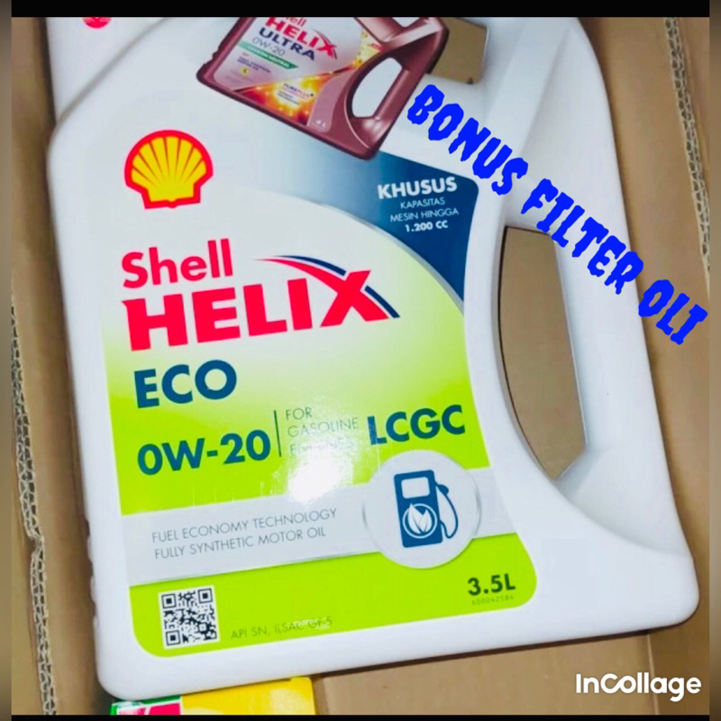 Jual Oli Shell Helix Eco 0w 20 3 5 L Bonus Filter Oli Shopee Indonesia