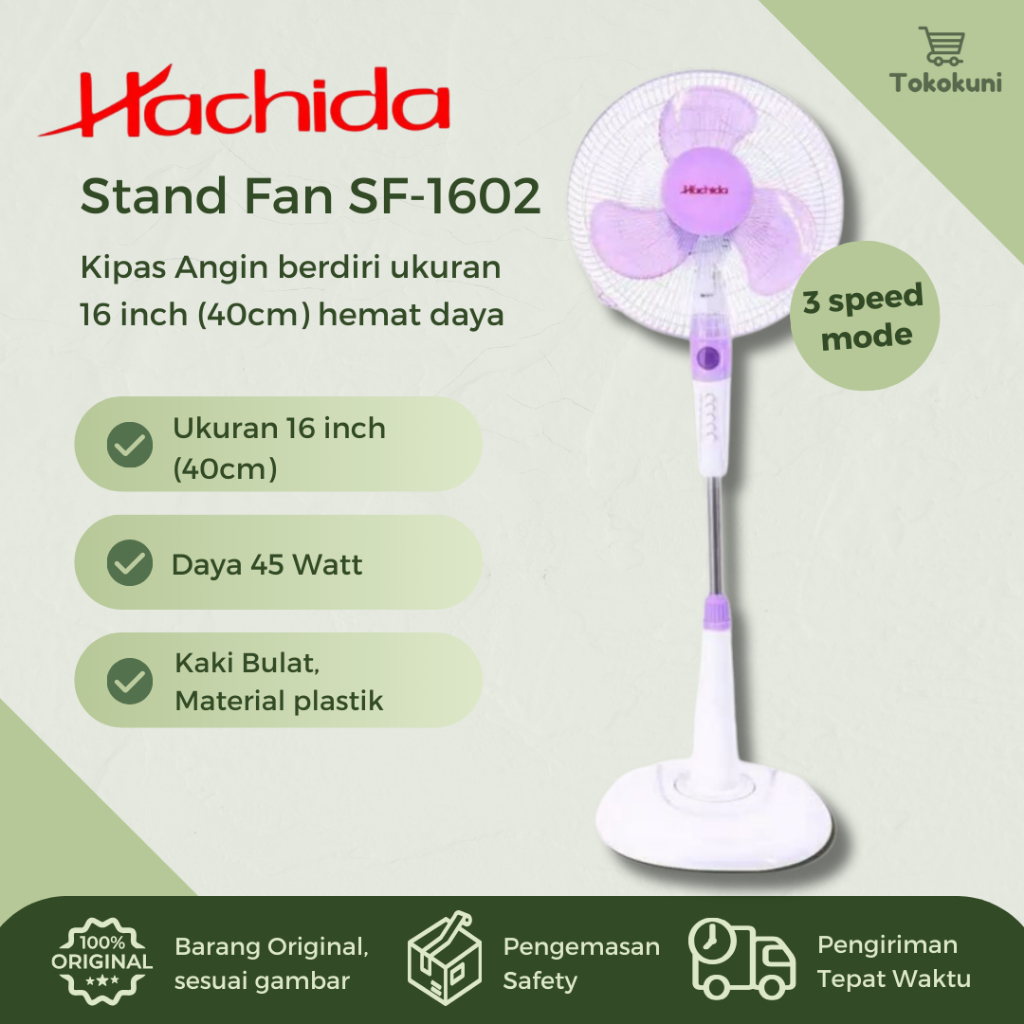 Jual Stand Fan Kipas Angin Berdiri Kaki Bulat Hachida 16 Inch 16 SF