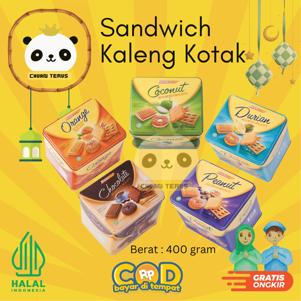 Jual BISKITOP Sandwich Single Aneka Biskuit Kotak Kaleng 400gr Murah