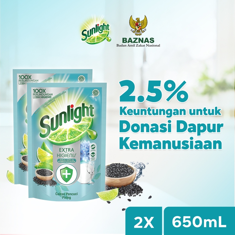 Jual Sunlight Sabun Cuci Piring Cair Refill Extra Higienis Ml X