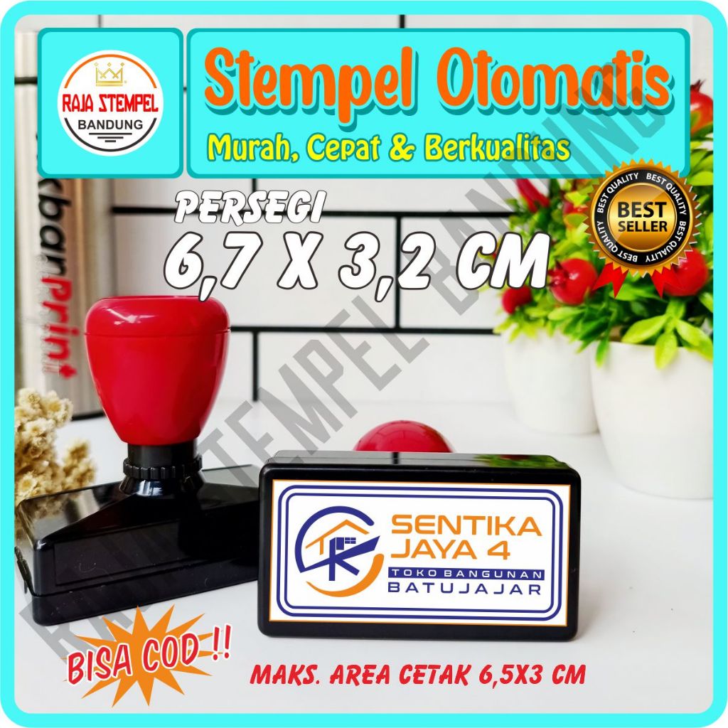 Jual STEMPEL FLASH PERSEGI UK 6 7X3 2 CM STAMPEL LOGO USAHA STEMPLE