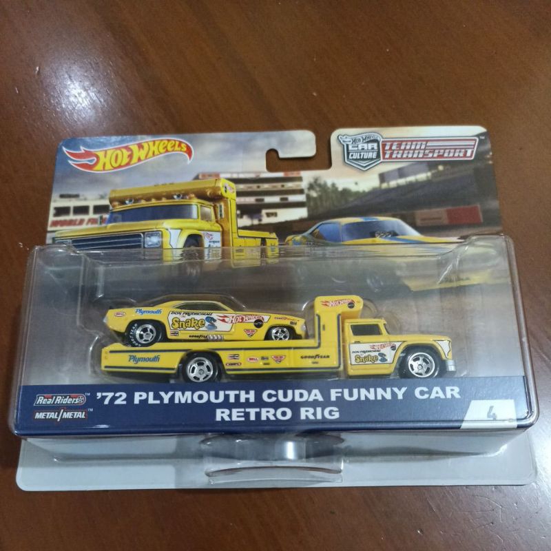 Jual Hot Wheels Team Transport Plymouth Cuda Funny Car Retro Rig