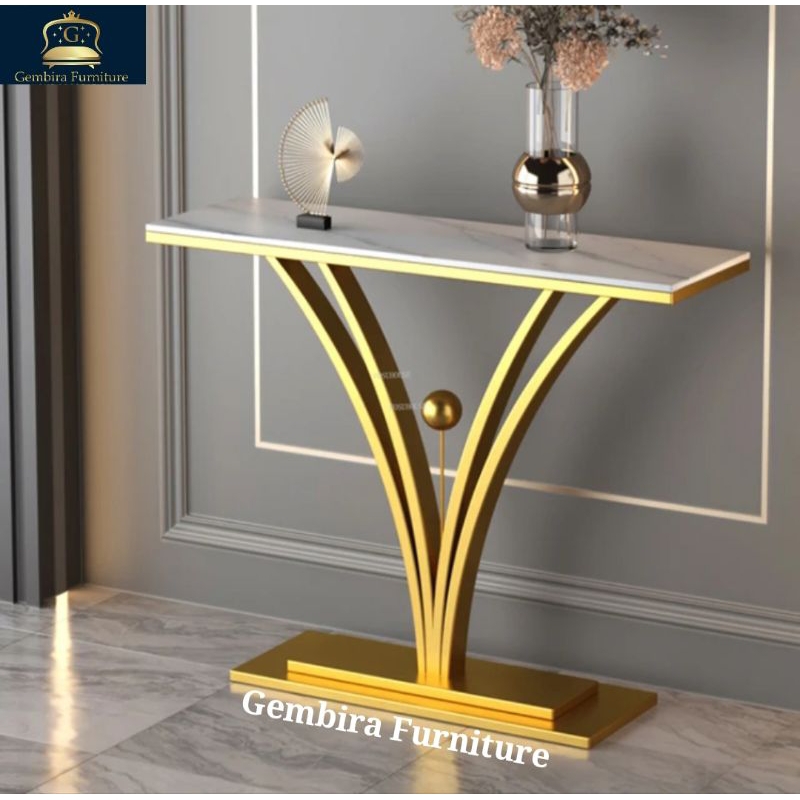 Jual Console Table Konsol Meja Foyer Gold Promo Minimalis Marmee Marble