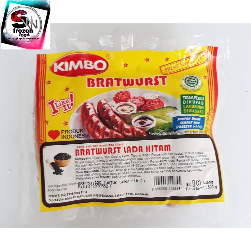 Jual Kimbo Sosis Bratwurst Lada Hitam Gr Isi Shopee Indonesia