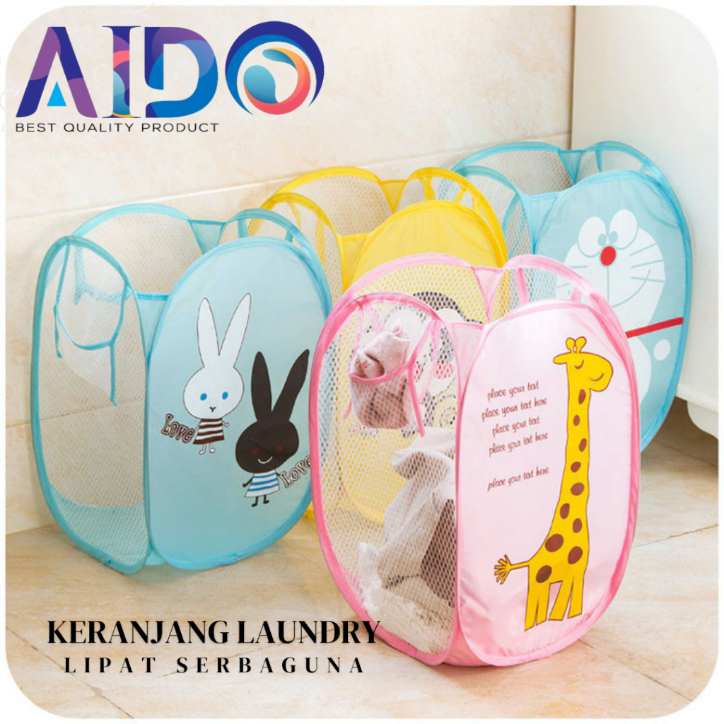 Jual Keranjang Baju Kotor Lipat Motif Karakter Laundry Basket