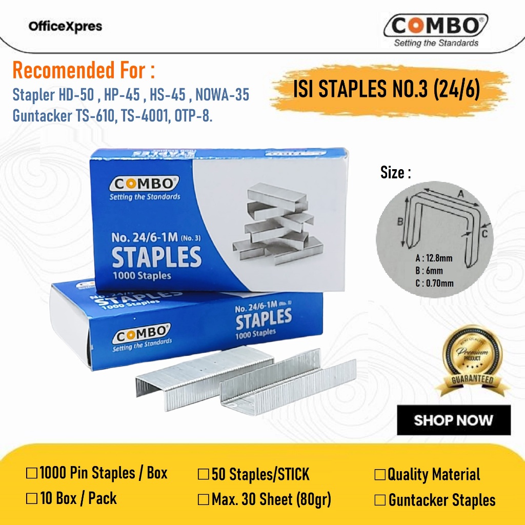 Jual Isi Stapler Besar Staples No 3 Isi 24 6 Steples Besar Necis