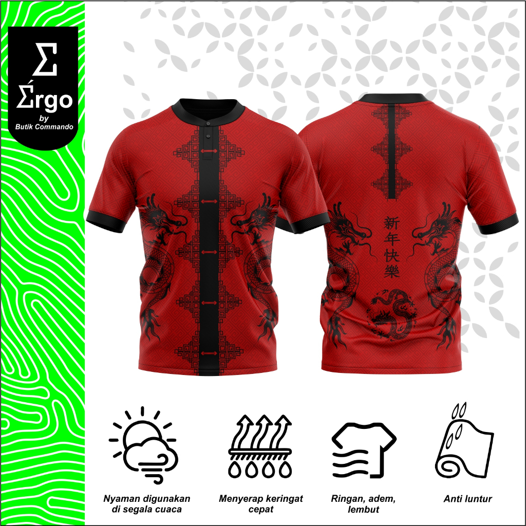 Jual Baju Kaos Tahun Baru Imlek Naga Chinese New Year Pria Wanita