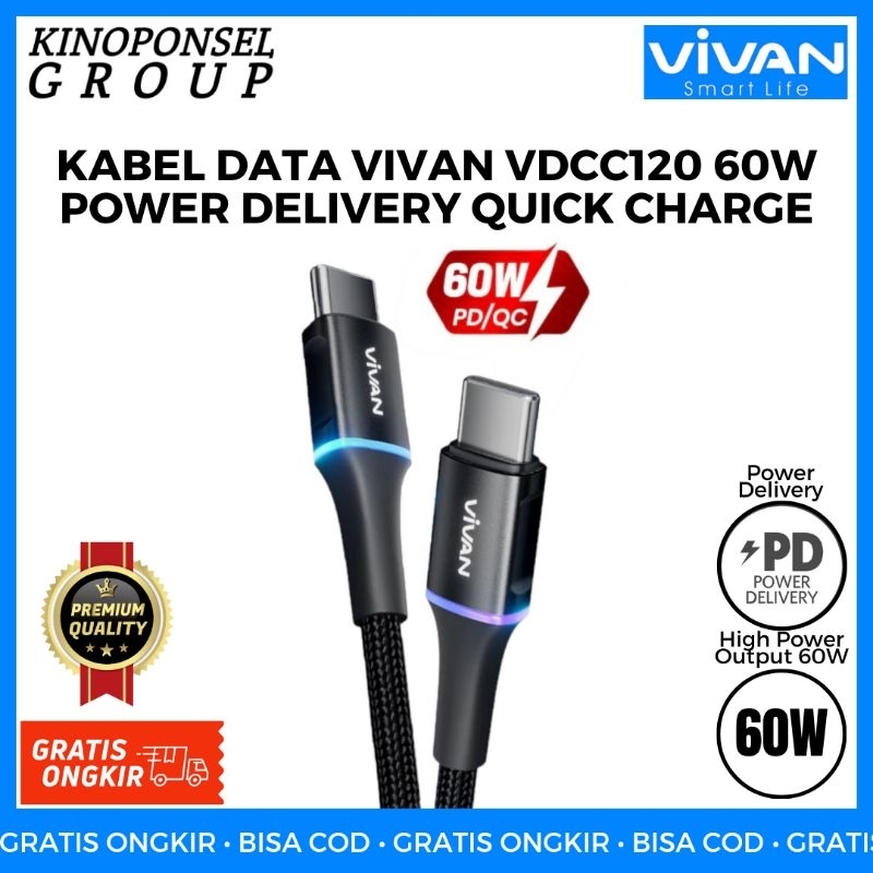 Jual Kabel Data Charger Vivan Vdcc Power Delivery Quick Charger W