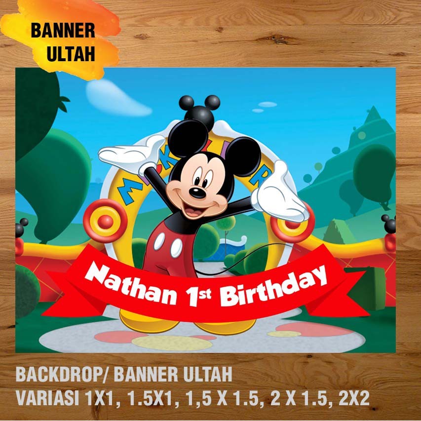 Jual MICKEY MOUSE MINNIE MOUSE BANNER ULTAH BACKDROP ULTAH SPANDUK