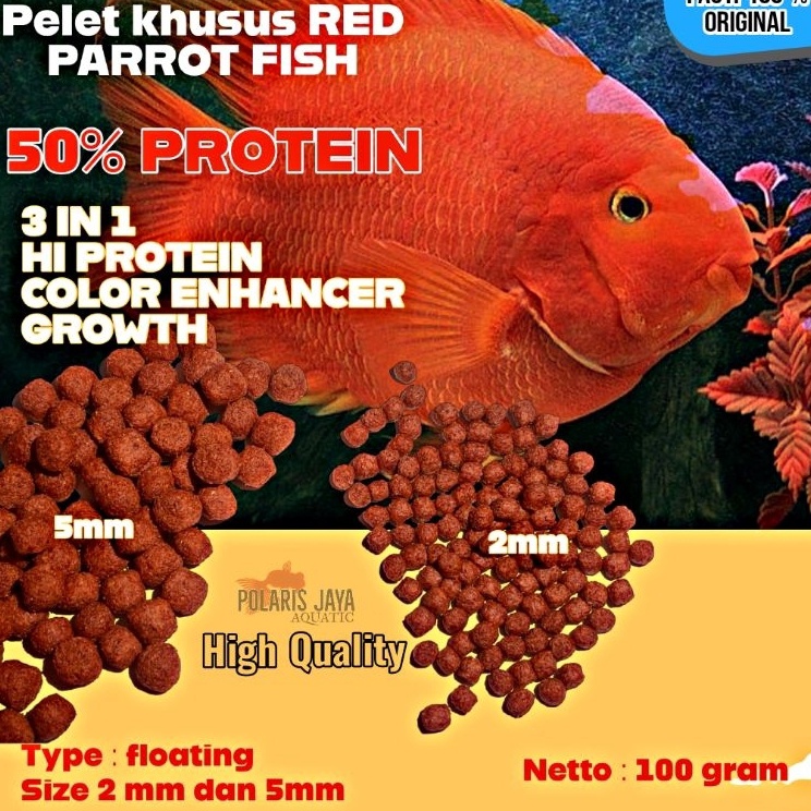 Jual Super Special PELET PAKAN IKAN RED PARROT BLOOD RED FLOATING 1GR