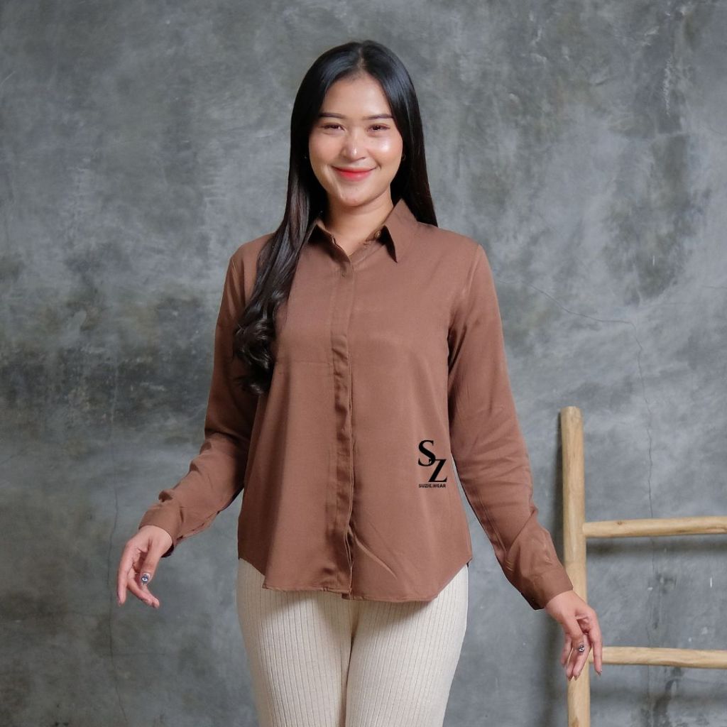 Jual Willy Shirt Kemeja Wanita Basic Rayon Twill Oversize Kemeja