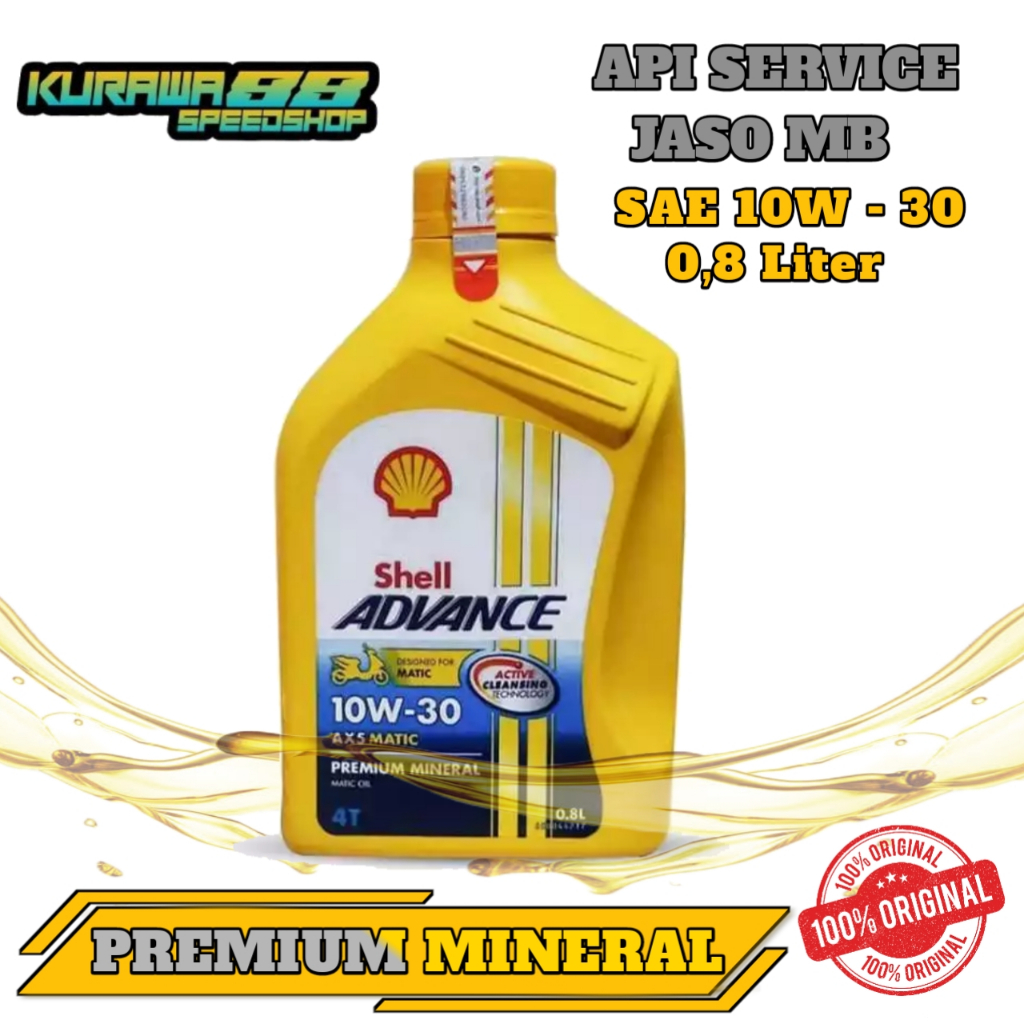 Jual Oli SHELL ADVANCE AX5 PREMIUM MINERAL MOTOR MATIC 0 8L 10W 30