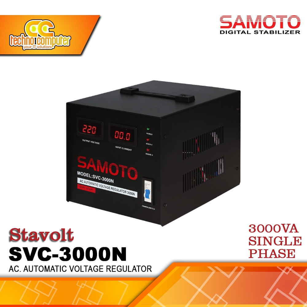 Jual STABILIZER SAMOTO SVC 3000N 3000VA SINGLE PHASE STAVOLT SERVO