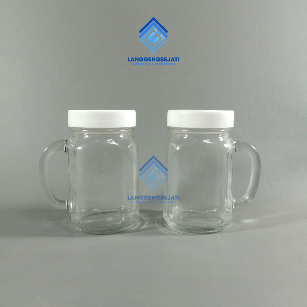 Jual GELAS JAR KACA POLOS TUTUP GELAS KACA KEDAUNG DRINKING JAR