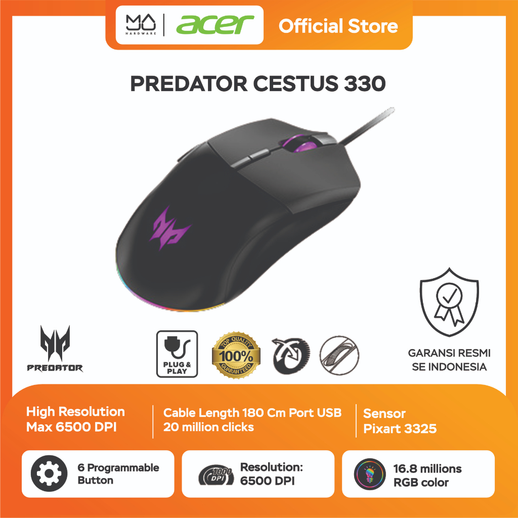 Jual ACER PREDATOR CESTUS 330 GAMING MOUSE RGB Shopee Indonesia