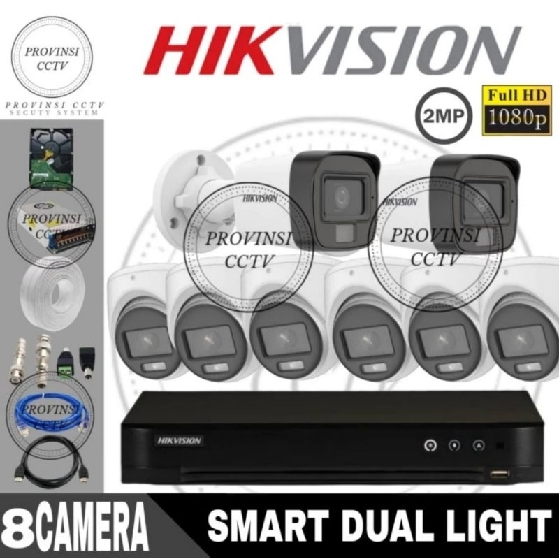 Jual PAKET CCTV HIKVISION 2MP 16 CHANNEL 8 KAMERA HD 1080P LENGKAP