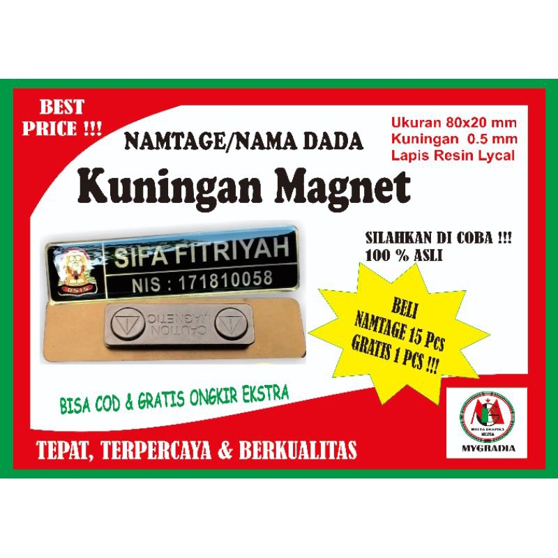 Jual Name Tag Nama Dada Kuningan Magnet Shopee Indonesia