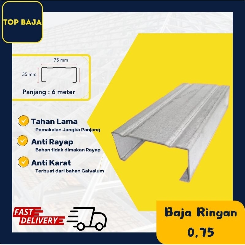 Jual Atap Baja Ringan CNP C75 X 0 75mm X 6m Prima Inti Truss Shopee