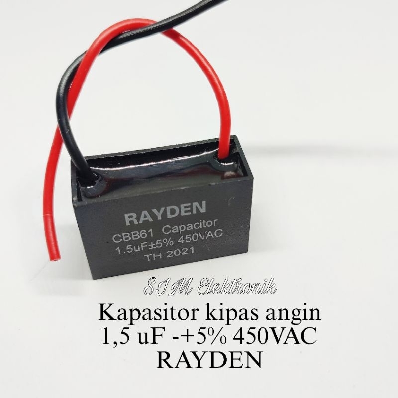 Jual Kapasitor Kipas Angin 1 5uF 450VAC Rayden Capacitor 1 5 Uf 450