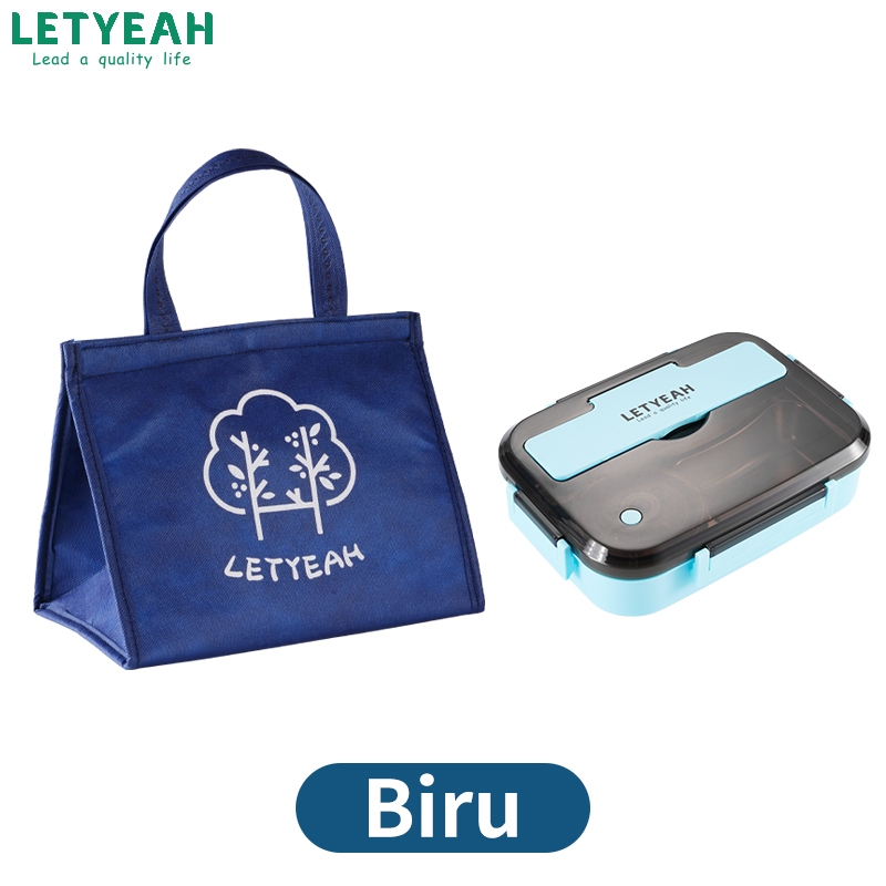 Jual SUS304 LetYeah Lunch Box Set 304 Stainless Steel 4 Sekat Kotak