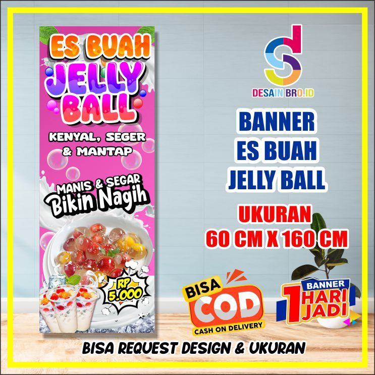 Jual Banner Spanduk Es Buah Jelly Ball Bisa Custom Ukuran X Cm