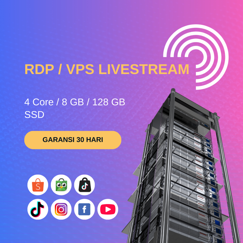 Jual VPS RDP LIVESTREAMING BULANAN WINDOWS 4 CORE 8GB RAM160 GB SSD