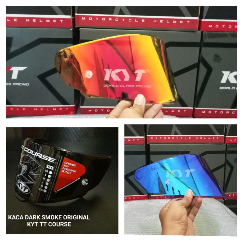 Jual KACA HELM KYT TT COURSE VISOR IRIDIUM REDGOLD KACA IRIDIUM BLUE