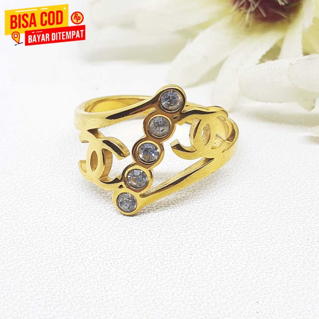 Jual Mytitanium Cincin Titanium Lapis Emas Cantik Wanita Dewasa