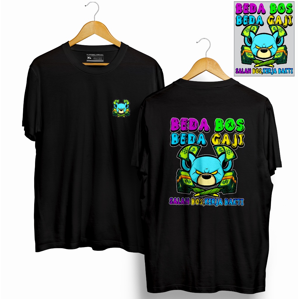 Jual Kaos Atasan Oblong Pria Motif Kata Kata Beda Bos Beda Gaji Depan