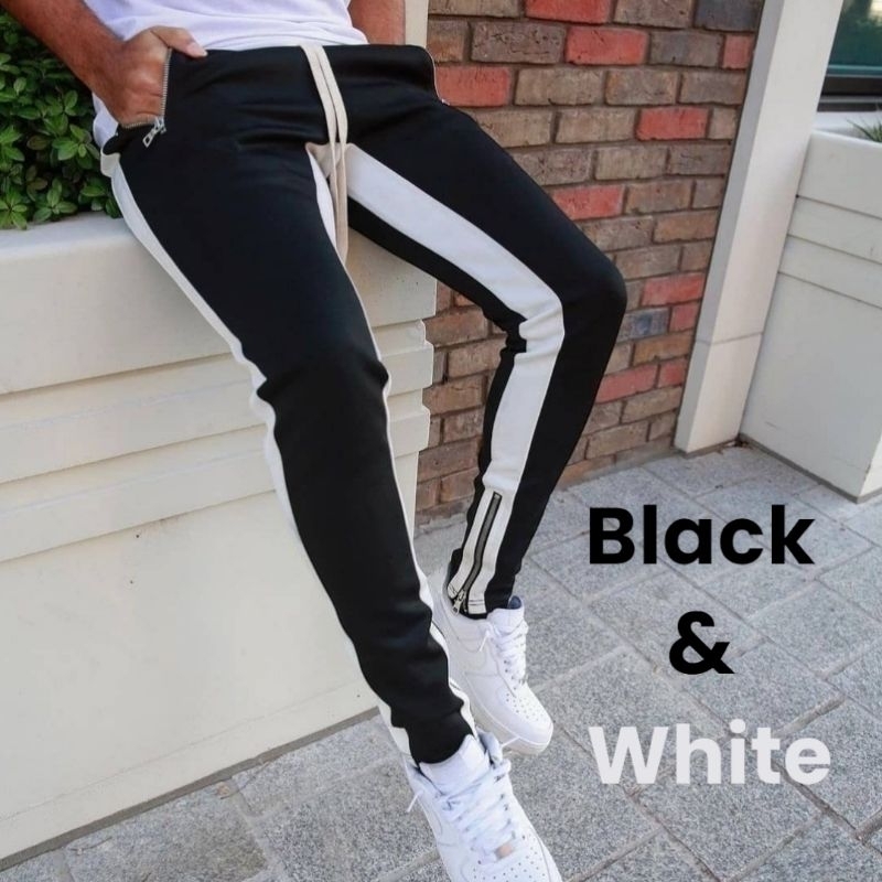 Jual Celana Jogger Streetwear Hypebeast Double Zipper Side Stripe