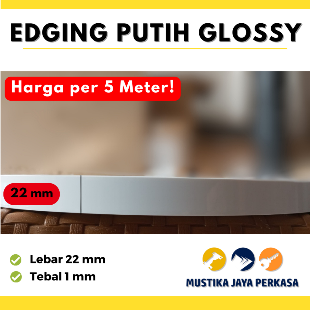 Jual Per Meter Edging White Putih Glossy X Mm Cm Tebal Mm