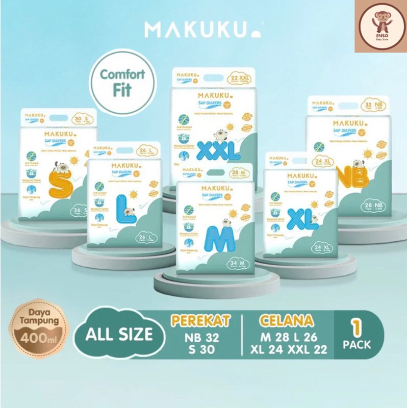 Jual MAKUKU SAP Diapers Comfort Fit NB S M L XL XXL Comfort Fit M L XL