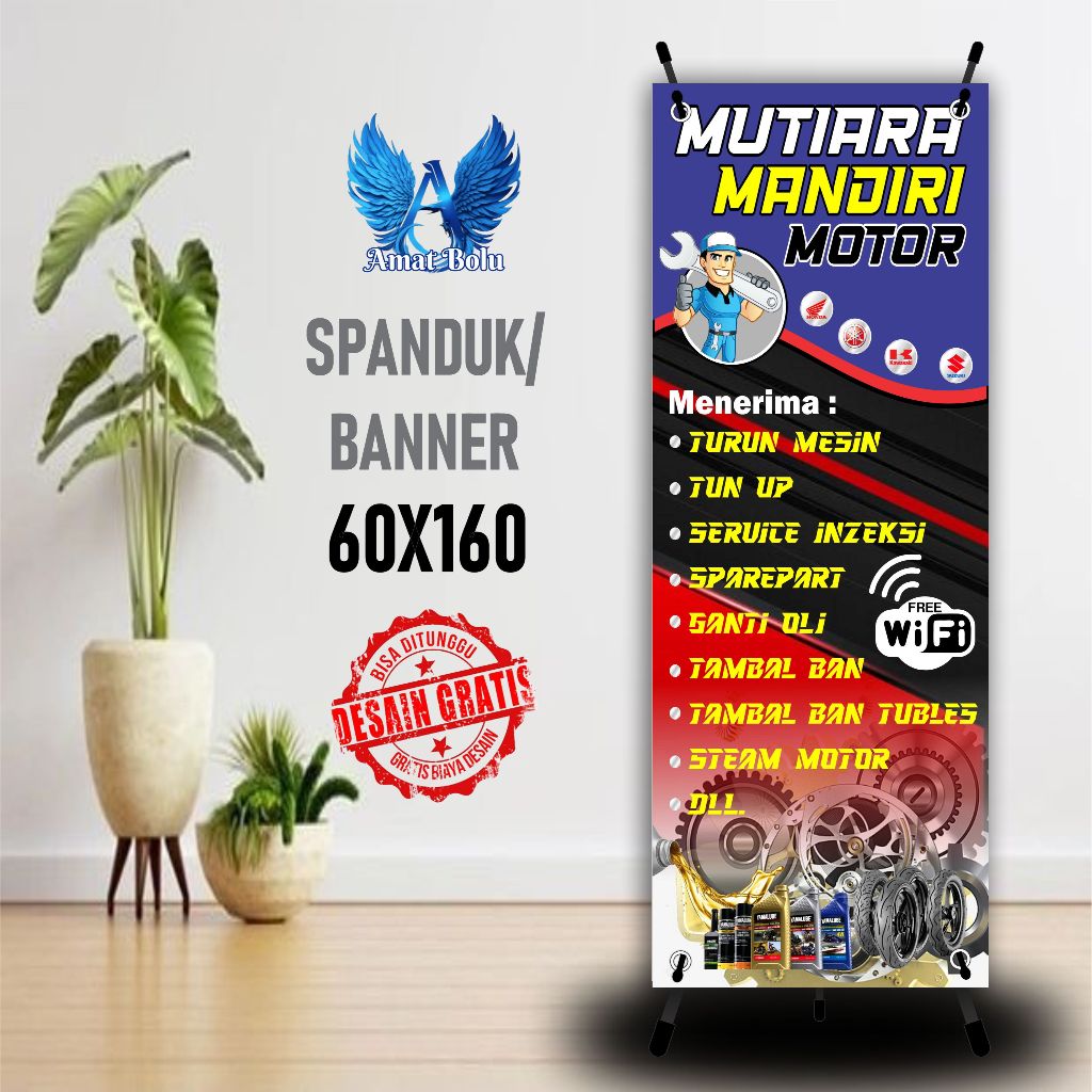 Jual Cetak Banner Cetak Spanduk Bengkel Mutiara Mandiri Motor X Cm