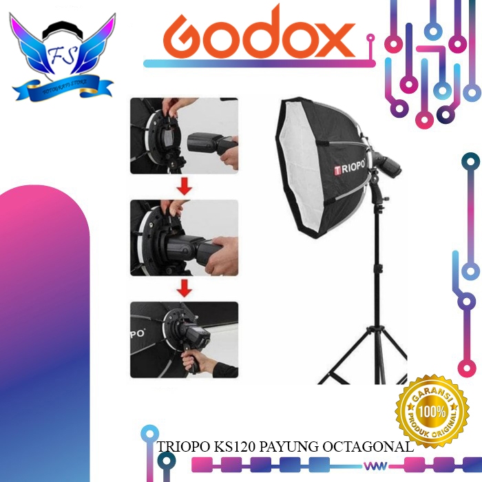 Jual TRIOPO Flash SOFTBOX KS65 KS90 KS120 PAYUNG OCTAGONAL UMBRELLA