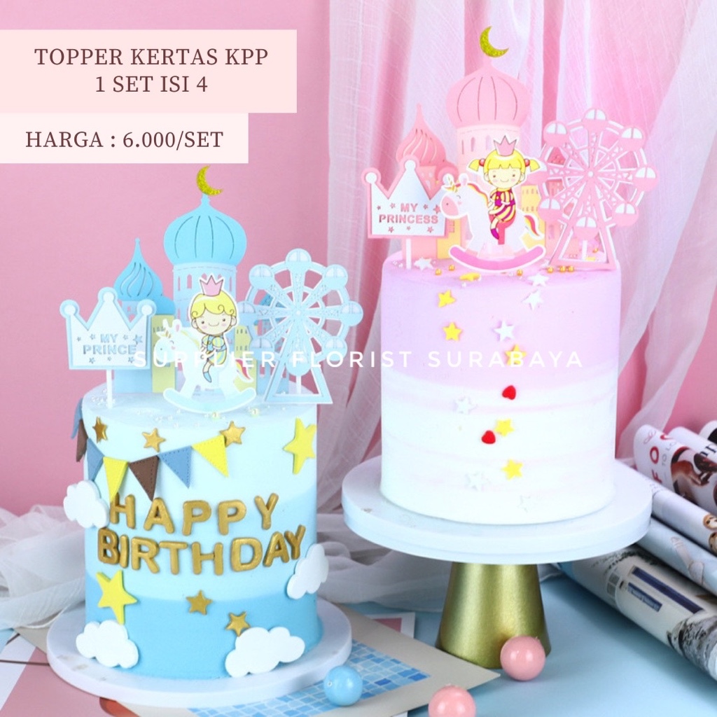 Jual Set Isi Topper Kertas Kastil Pangeran Princess Prince