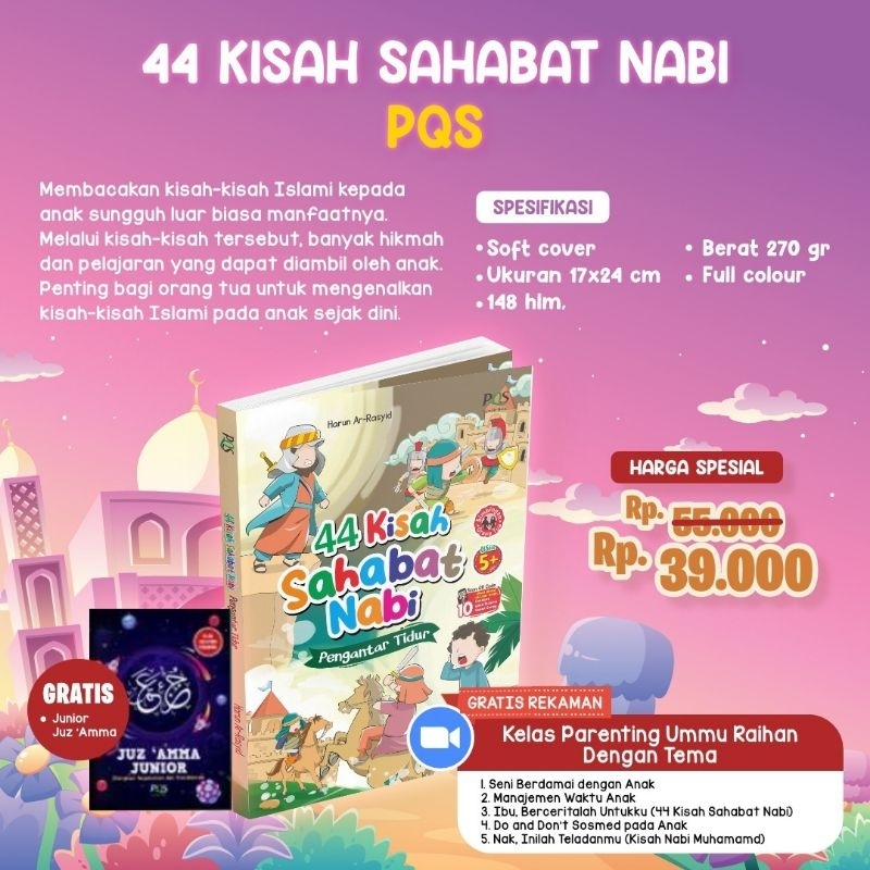 Jual Promo 44 Kisah Sahabat Nabi Free Rekaman Kelas Parenting PQS