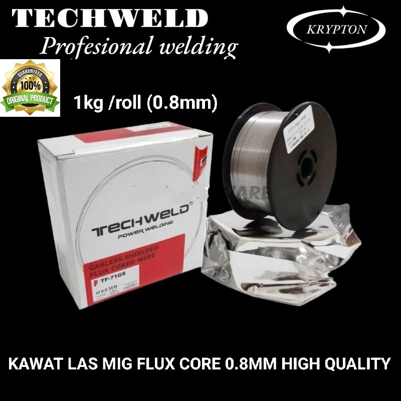 Jual Kawat Las Mig Flux Cored 0 8mm X 1kg Techweld Shopee Indonesia