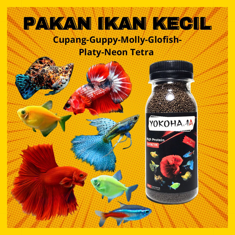 Jual Pelet Glofish Pakan Ikan Kecil Guppy Cupang Molly Glow Fish Neon