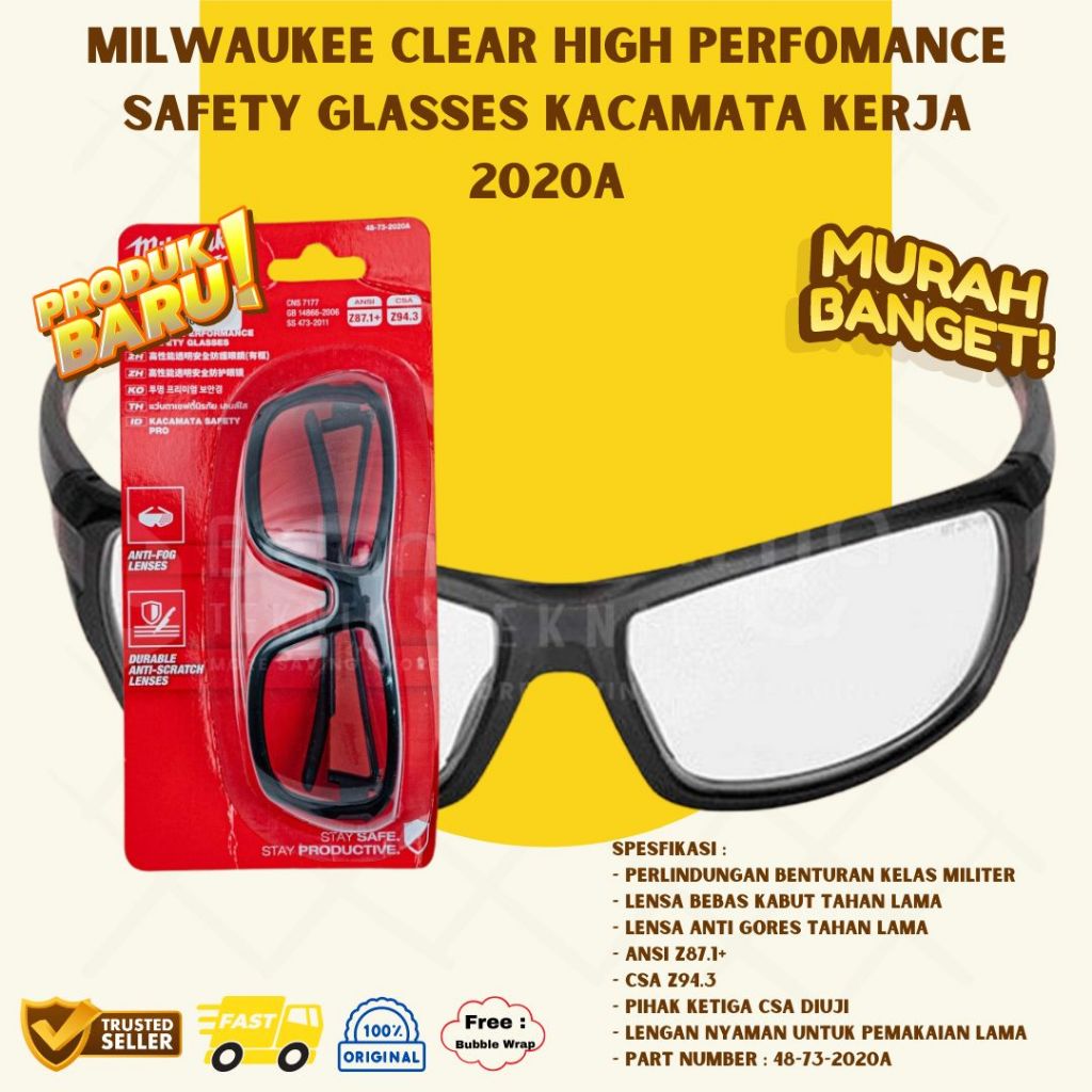 Jual Kacamata Kerja Milwaukee Clear High Perfomance Safety Glasses