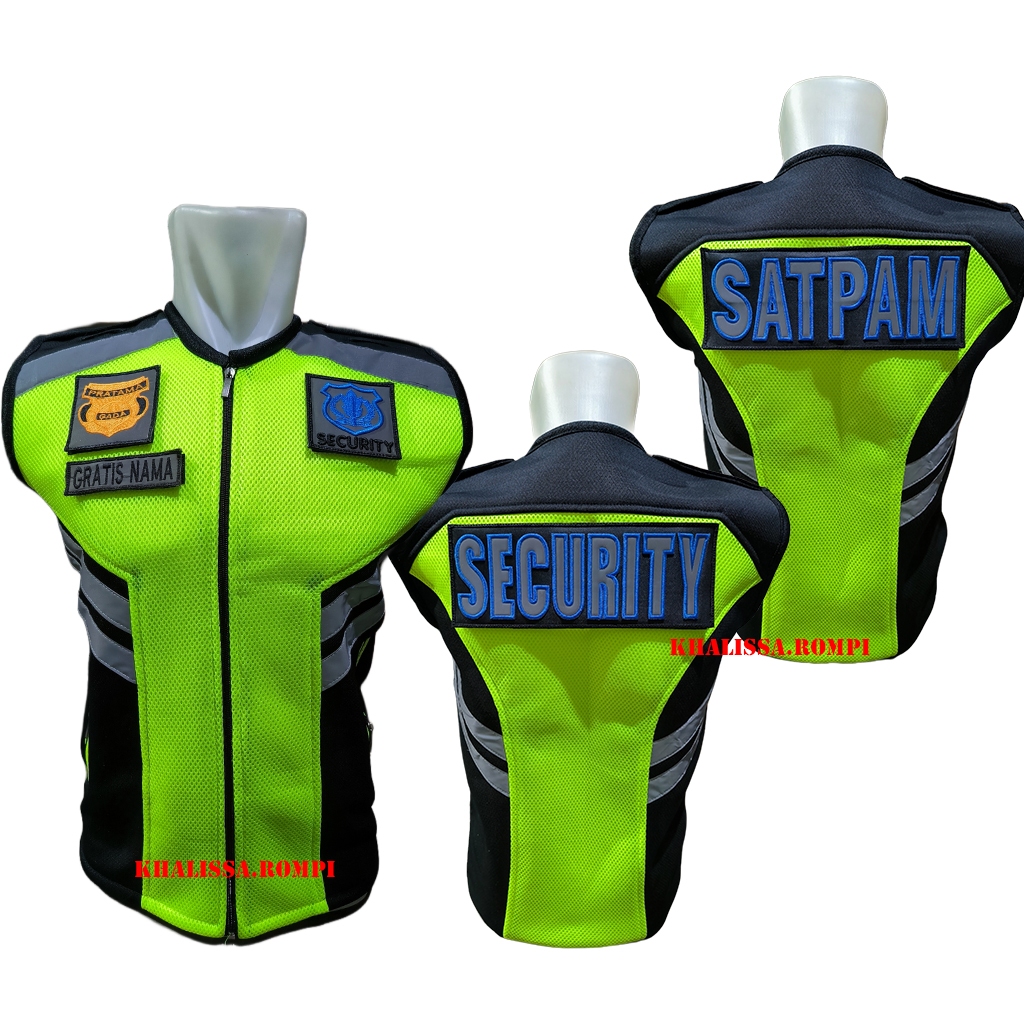 Jual Rompi Security Satpam Lengkap Logo Dan Nama Bahan Tebal Hijau Iga