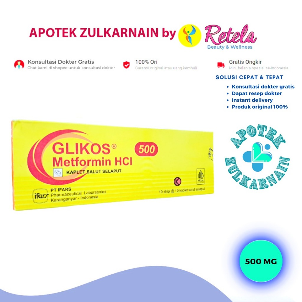 Jual Glikos 500 Mg 1 Box 100 Kaplet Shopee Indonesia