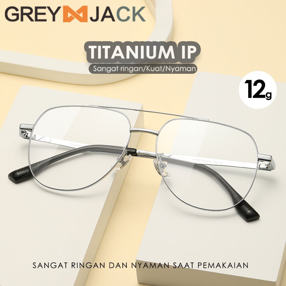 Jual Grey Jack Frame Kacamata Bahan Titanium Model Aviator Ringan Kokoh