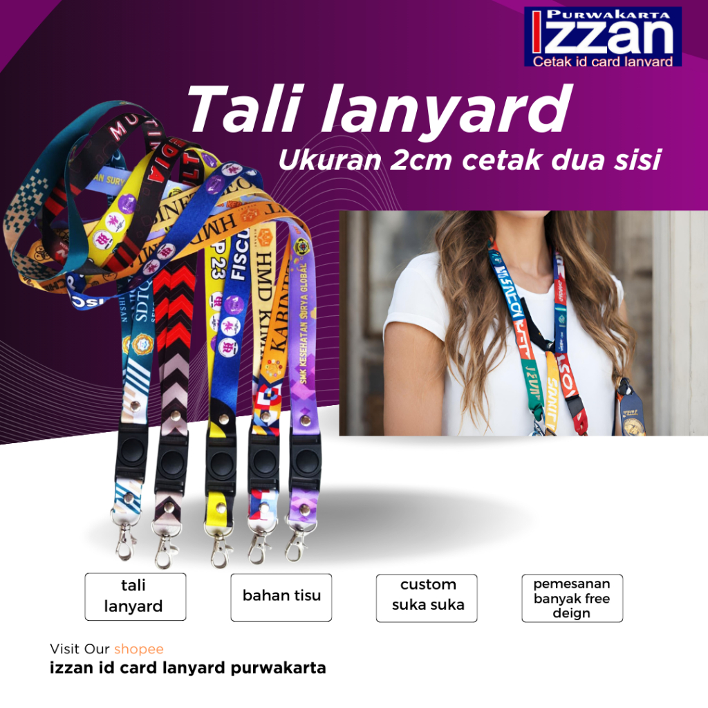 Jual Lanyard Custom Print Cm Cetak Print Sublim Muka Tali Idcard