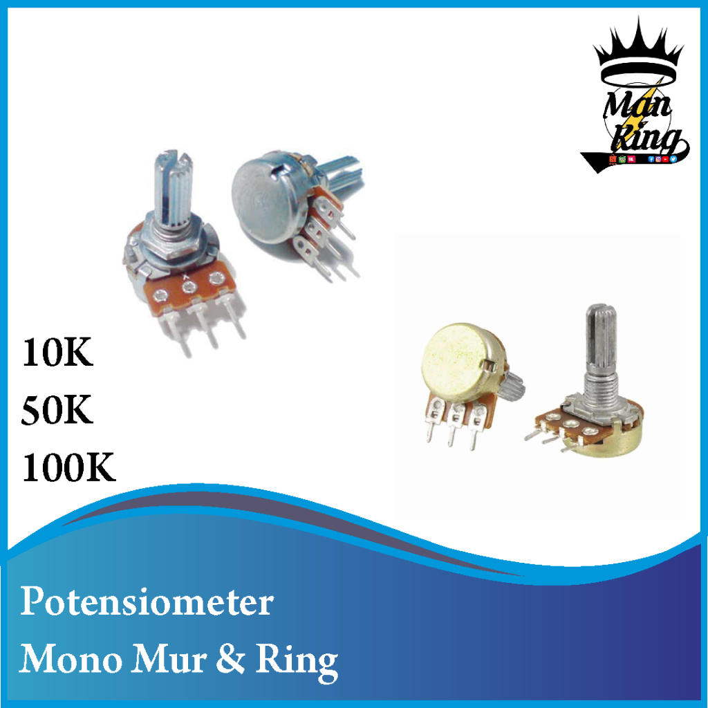 Jual Potensiometer Mono Potensio Mur Ring 10k 50k 100k 3 Kaki Shopee