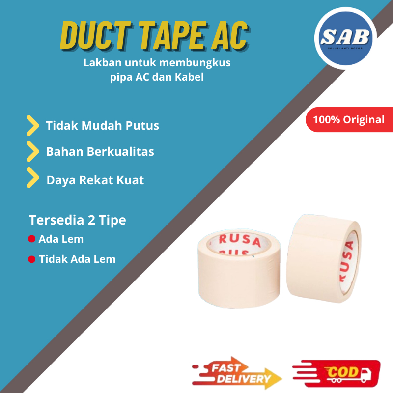 Jual Lakban AC Isolasi Tahan Panas Duct Tape Tipe Lem Non Lem